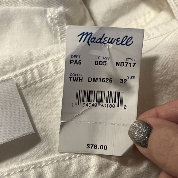 Madewell Shorts Womens Size 32 W Relaxed Denim White Cut Off NWT MSRP $78 - Picture 8 of 14